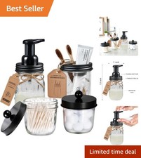 Elegant 4-Pack Foaming Soap  Toothbrush Holder Set - Farmhouse Bathroom Style