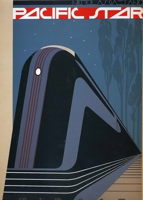 Pacific Star Streamline Train Art Deco Travel Poster Vintage 24x36