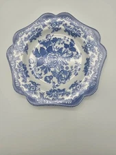 Antique Spode Blue Room Collection British Flowers Rosa 9.5 inch Luncheon Plate