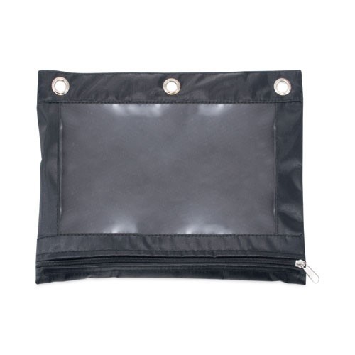 Pouch, 3-hole Punched, 10" X 7.38", Black/clear, 3/pack