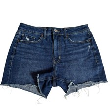 Old Navy High-Rise OG Straight Dark Wash Distressed Raw Hem Denim Shorts Size 8