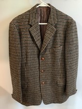HARRIS TWEEDS CHAMPION TAILORING HOUNDSTOOTH WOOL JACKET 44 CHEST