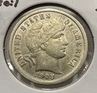 1908 Barber Dime 10C Silver Coin - VF Detail (U302)