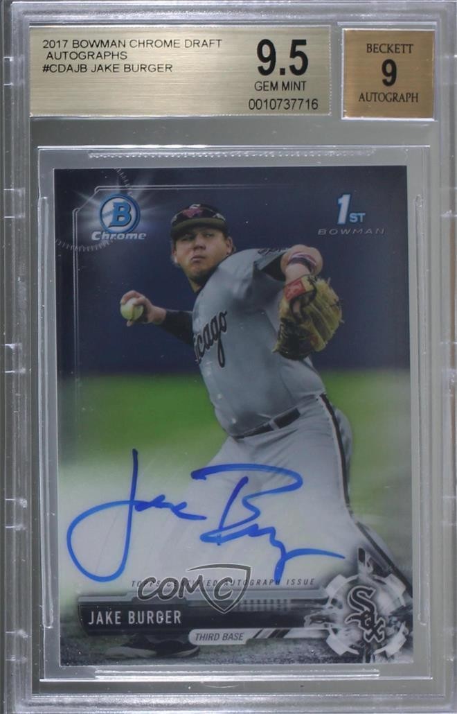 2017 Bowman Draft Chrome Pick Jake Burger #CDA-JB BGS 9.5 GEM MINT Auto 11ht