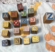 Wooden Alphabet Letter Blocks Assorted Mixed Lot Includes Number 0 VINTAGE