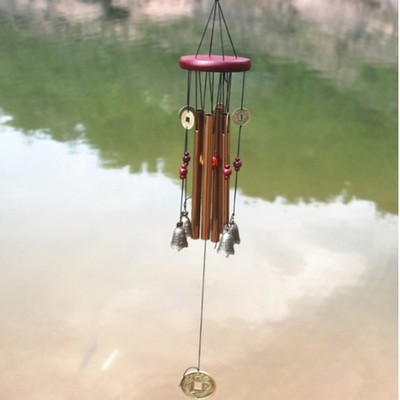 Großes Outdoor Windspiel Kupferlegierung Röhren Holzplatte Gartenglocke friedlicher Ton