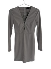 NWT - MISSGUIDED Sexy Chic Gray Long Sleeve Fitted Bodycon Mini Dress Size 8 (4)
