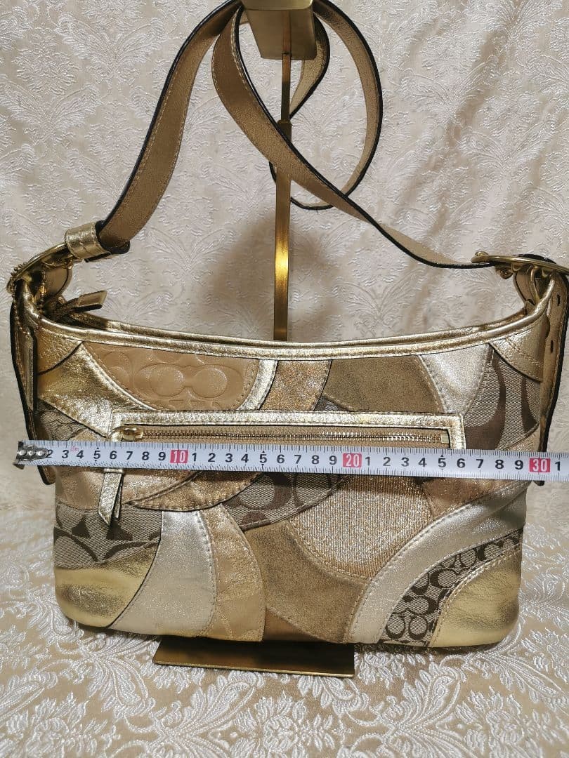 COACH Shoulder Bag Purse Patchwork Signature Gold… - image 14