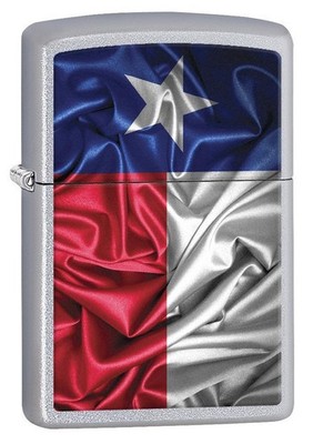 Zippo Texas State Flag Lighter, Satin Chrome NEW IN BOX