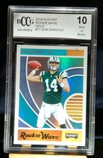 2018 Playoff Football Rookie Wave GOLD #11 Sam Darnold BCCG 10 Rookie Card . rookie card picture