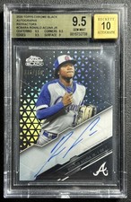 RONALD ACUNA JR. BGS 9.5 2020 TOPPS CHROME BLACK #CBA-RA REFRACTOR AUTO 111/150
