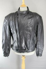 KLASSISCHE SCHWARZE RINDSLEDER BIKER JACKE 40...