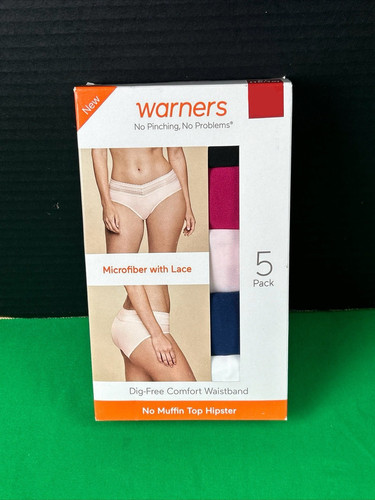 Warners Women’s 5-Pack No Pinching No Problems Lace Waistband Hipster Size XXL - Picture 5 of 6