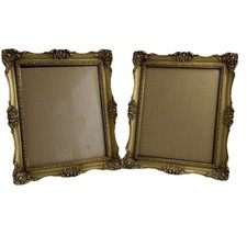 Vintage 1976 Picture Frame 8 X 10 Ornate Gold Tone Baroque Resin MCM USA Lot 2
