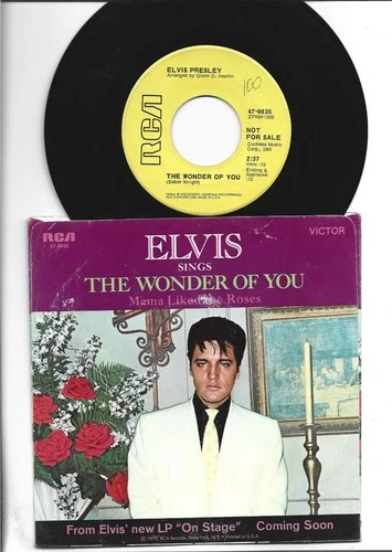 ROCK POP 45  w/PIC SLEEVE- ELVIS PRESLEY -THE WONDER OF YOU- HEAR 1970 PROMO RCA
