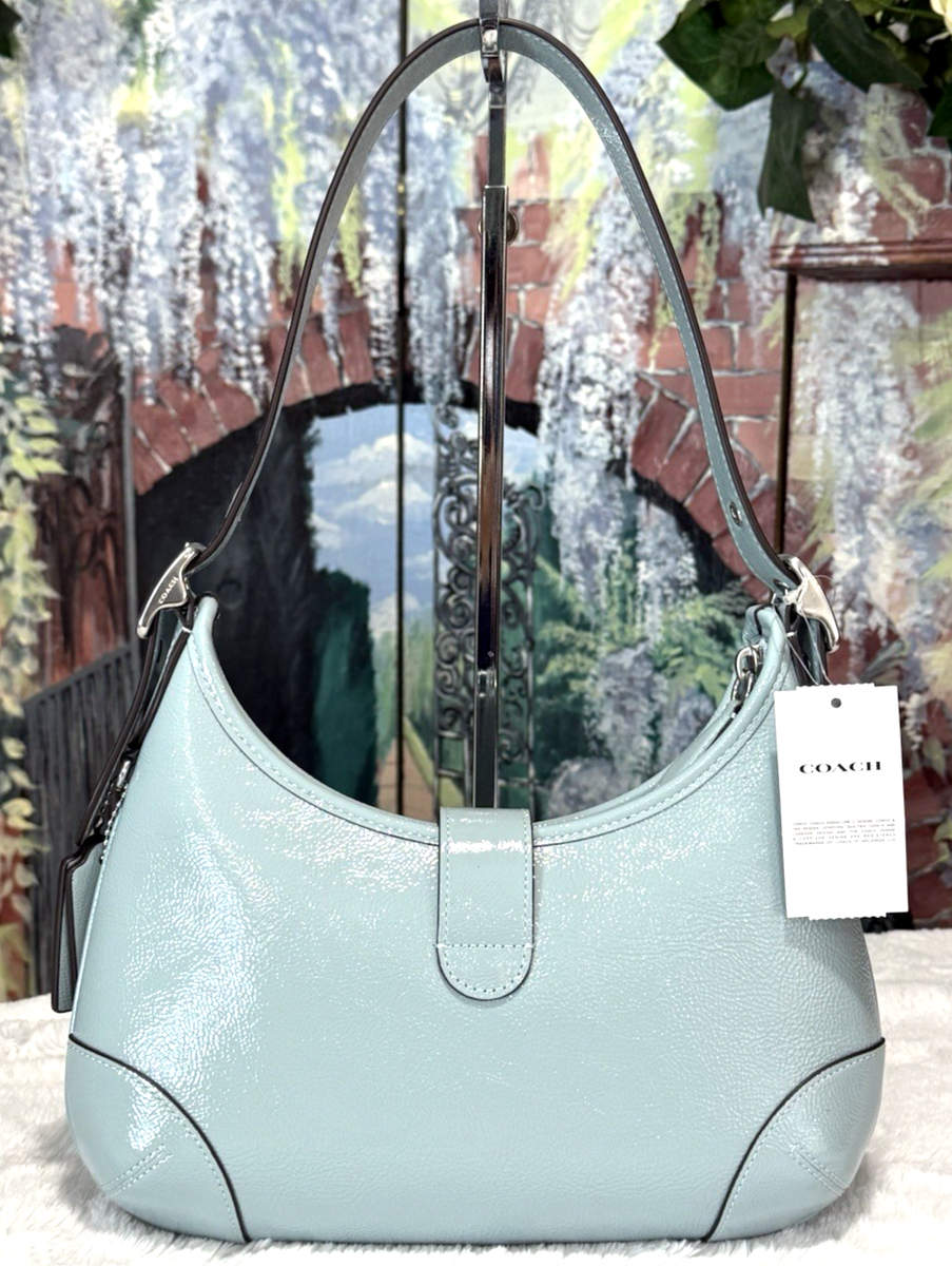 NWT COACH Hamptons Hobo Shoulder Bag CAN33 In LIGHT BLUE Crinkle