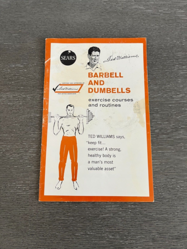 Vintage 1963 Sears Exercise BARBELL & DUMBBELLS Guide - Ted Williams Ad - Afbeelding 1 van 5