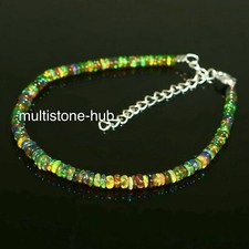 Ethopian Natural Black Opal Rondelle Beaded Gemstone Bracelet 7 Inches