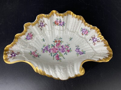 Porcelain De Paris France Shell Shaped Serving Bowl Hand Painted