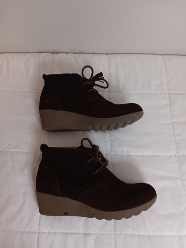 Lands End Womens Brown Suede Ankle Bootie Boots Sz 8 Wing Tip Tassels - Picture 7 of 8