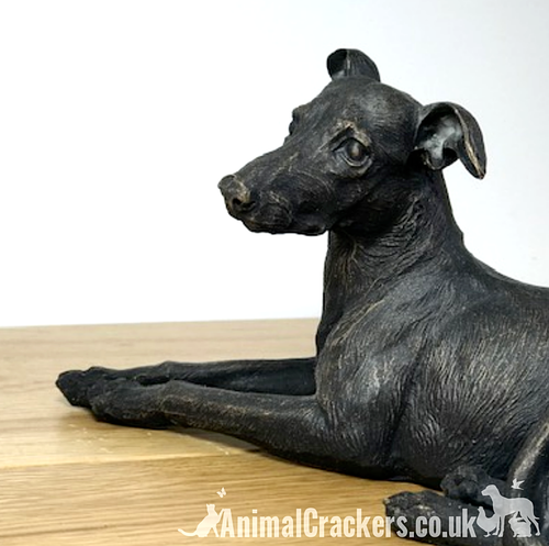 20cm Laying Greyhound ornament figurine decoration bronze effect Dog Lover Gift - Picture 5 of 6