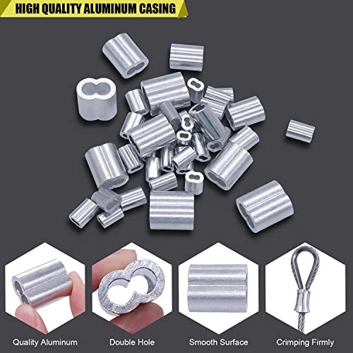 Kit 240 Pezzi Ditali e Manicotto Crimpatura Cavo Fune Filo - Acciaio Inox 304 - Foto 5 di 7