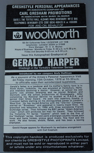 Autogramm englischer Film- und TV-Schauspieler Gerald Harper 1976 (108650) - Picture 3 of 3