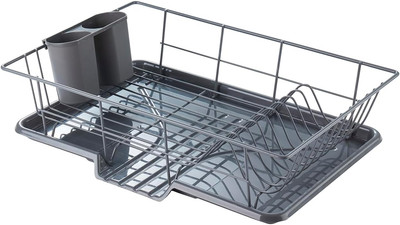 Space-Saving 3-Piece Dish Drainer Rack Set: Efficient Kitchen Organizer for Quic