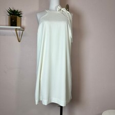 GUESS White Halter Neck Tie Back Shift Dress Size L