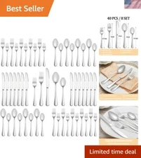 40-Piece  Stainless Steel Silverware Set - Service for 8, Dishwasher Safe