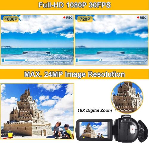 Video Camera Camcorder Full HD 1080P 30FPS 24.0 MP IR Night Vision Vlogging C... - Picture 3 of 8