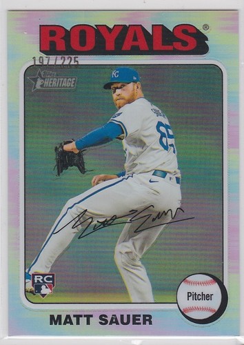 2024 Topps Heritage High Number Matt Sauer Kansas City Royals RC SILVER #'d /225