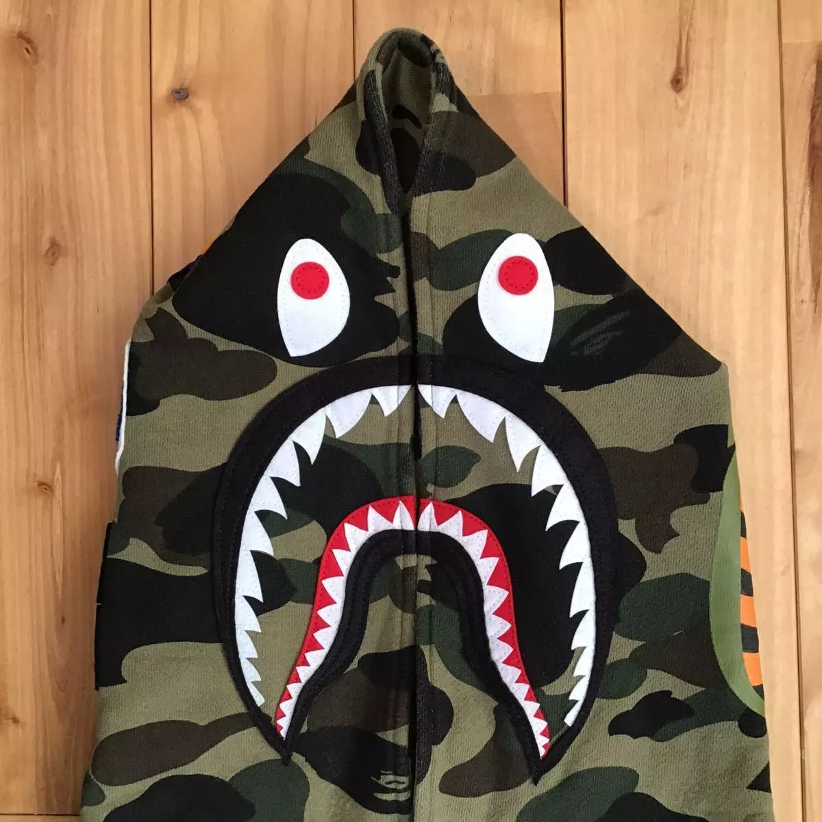 BAPE SHARK SIDE ZIP WIDE LONG LENGTH PULLOVER HOODIE Green A Bathing Ape  Size S