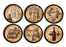 6 Handmade Wine Theme Cabinet Knobs Rustic Drawer Pulls Vintage Vineyard Art