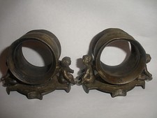 Two Antique Victorian  Silverplate Angel Cherub Putti Napkin Ring Holder Webster