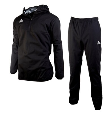 Adidas Men Sauna Suit Set Hoody Shirts Black Running GYM