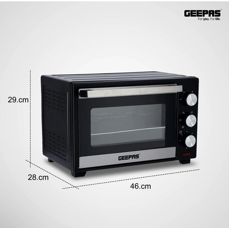 Geepas 25L 1600W Mini Oven Toaster Grill Tabletop Compact Portable