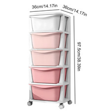 Plastic Drawer Storage Organizer Rolling Cart, with Wheels Casters&5 Drawers UK