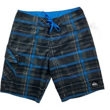 Quiksilver Boardshort Mens 30 Blue Check Tartanic-O Cargo Beach Resort NEW 49