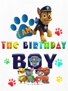 Paw Patrol Birthday Boy Fabric Shirt Iron On Transfer Ebay