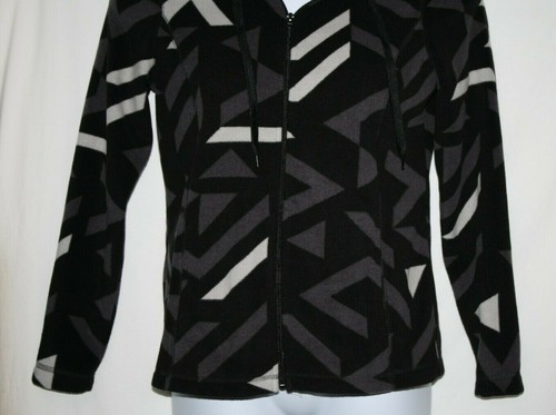 Athletic Works Misses MEDIUM 8/10 Jacket Soft Black Gray Fleece Hoodie Full Zip - Picture 4 of 8
