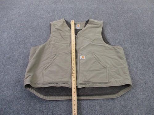 Carhartt Vest Jacket Men 2XL Gray Canvas Sherpa Fleece Lined Workwear Outdoors - Picture 3 of 11