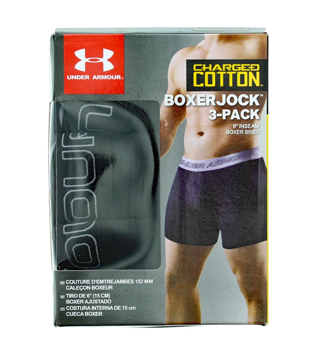 Under Armour Men's 3-Pack Boxerjock Charged Cotton Stretch Briefs Underwear