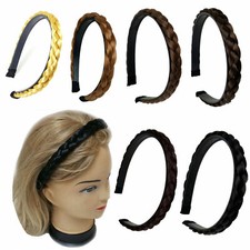 0.5" Synthetic Hair Headband Braided Plaited Plait Band Hairband Women Girl