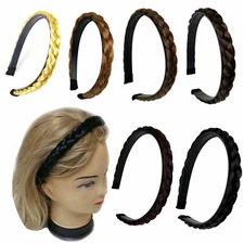 0.5" Synthetic Hair Headband Braided Plaited Plait Band Hairband  Women Girl