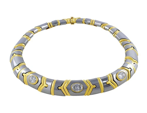 Bulgari White and Yellow Gold Diamond Necklace