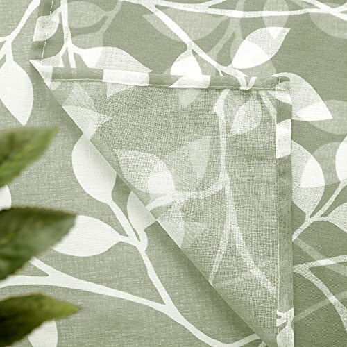 Kitchen Window Curtains Over Sink,Boho Leaf Cute Short Sheer Cafe 25x36 Sage - Bild 6 von 6