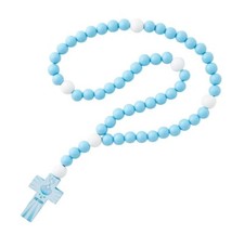 "My First Rosary" Boy  s Blue Large Wood Bead Baptism Christening New Baby Boy