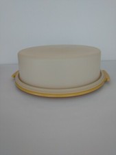 Vintage Tupperware Cake Pie Keeper Taker Carrier Harvest Gold With Lid 719