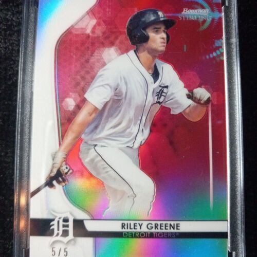 2020 Bowman Sterling Red Refractor Riley Greene RC SP! #/5! Last Print! Book End